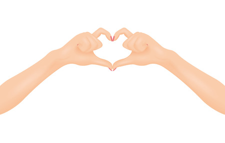 Womans hands make heart shape. In love and relationship concept. Isolated vector illustration.のイラスト素材