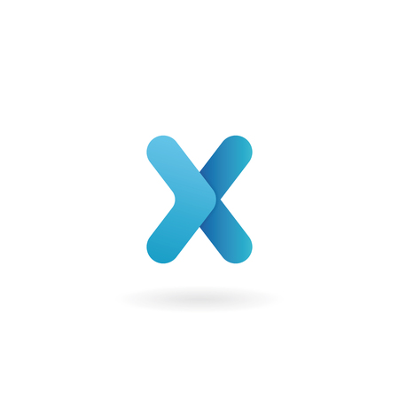 Letter X logo. Blue vector icon. Ribbon styled fontのイラスト素材