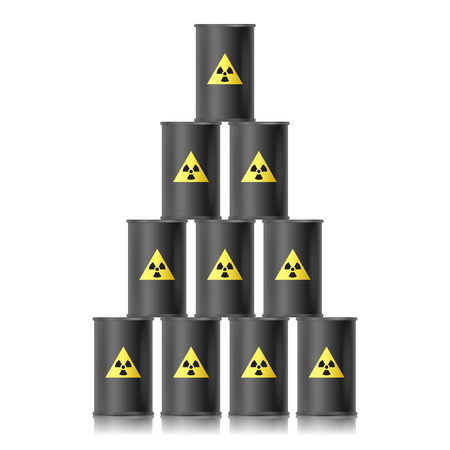 Pyramid form black barrels with bio hazard signのイラスト素材