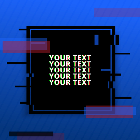 Template design banner with glitch effect. Vector distorted background texture. Digital vector layout.のイラスト素材