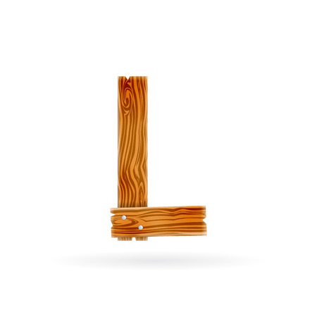 Letter L logo. Rough wooden plank icon. Isolated vector rustic conceptのイラスト素材