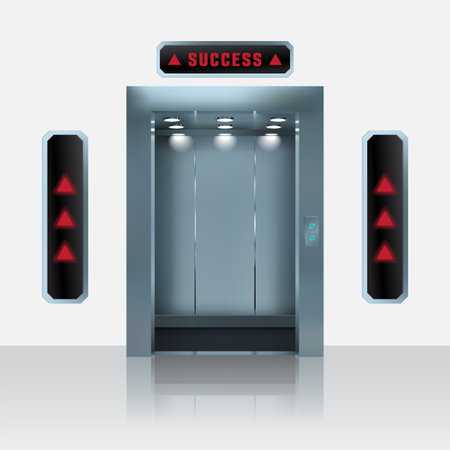 Elevator to success, Career lift concept Realistic vector illustration.のイラスト素材
