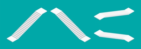 White isometric stairs set. Isolated vector illustration.のイラスト素材