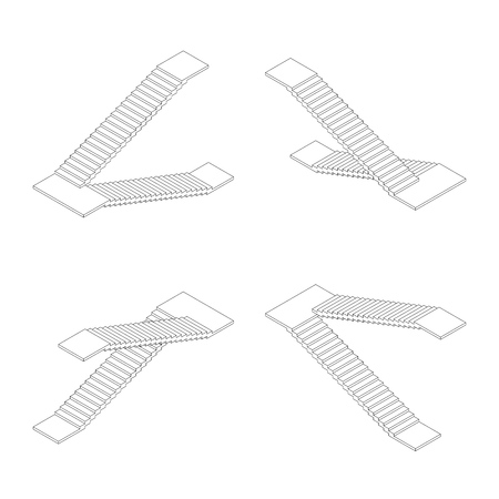 Isometric outline stairs plan. Vector illustration.のイラスト素材