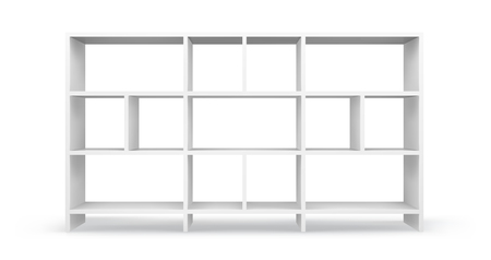 White empty bookcase template. Realistic isolated vector.のイラスト素材