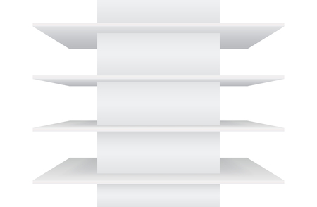 White empty shelving. Isolated vector store rack.のイラスト素材
