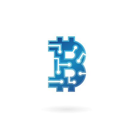 Bitcoin sign icon. Blue cryptocurrency logo. Vector blockchain symbolのイラスト素材