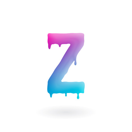 Letter Z logo. Colored paint character with drips. Dripping liquid symbol. Isolated art concept vector.のイラスト素材