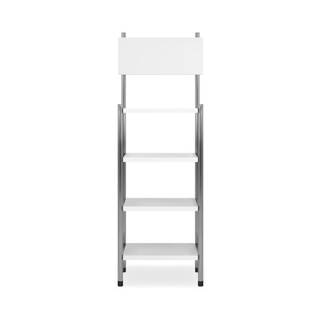 Promotion shelving mockup. Isolated vector retail product stand with shelves.のイラスト素材