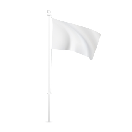 White wawing flag mockup. Realistic vector templateのイラスト素材
