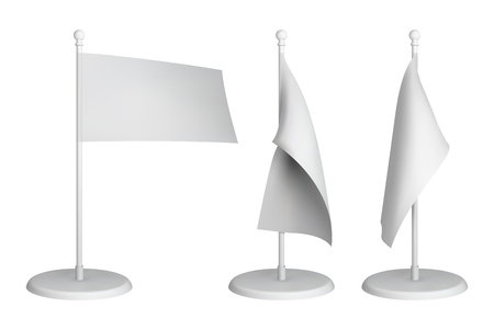 White desk flag mockup. Blank vector template.のイラスト素材
