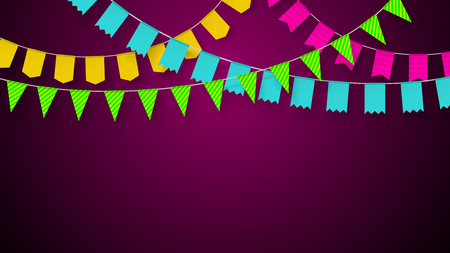 Flag garland holiday background. Vector bunting flags illustration.のイラスト素材