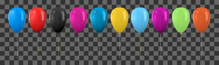 Colored realistic glossy helium balloon set. Isolated vector illustrationのイラスト素材