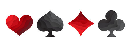 Abstract playing card suits icon set. Isolated vectorのイラスト素材
