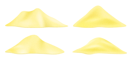 Clean yellow sand pile isolated on white background. Vector illustrationのイラスト素材