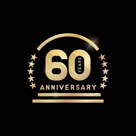 60th year anniversary golden emblem. Vector icon.のイラスト素材