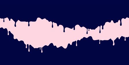 Pink paint dripping on the dark blue wall. Water spill vector background with copy space.のイラスト素材