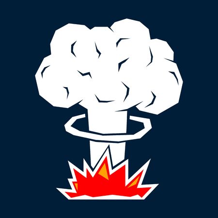 Comic nuclear explosion mushroom. Atomic cloud vector illustration.のイラスト素材