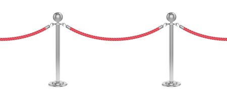 Realistic velvet rope barrier with silver poles. Seamless vector illustration.のイラスト素材