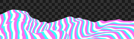 Abstract colored striped wavy landscape. Modern sine line background. Op art design.のイラスト素材