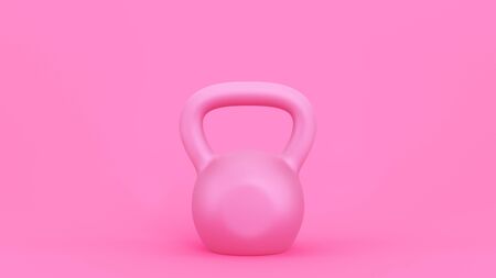 Pink kettlebell background. Simple modern illustration for sport design. 3D rendering image.の写真素材