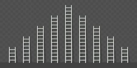 Big and small white step ladder with a shadow. Vector illustration set.のイラスト素材