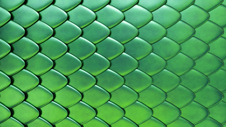 Snake or dragon green skin with scales. Fantasy texture. 3D rendered background.