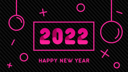 Modern 2022 Happy New Year background with christmas ball. Vector greeting card.のイラスト素材