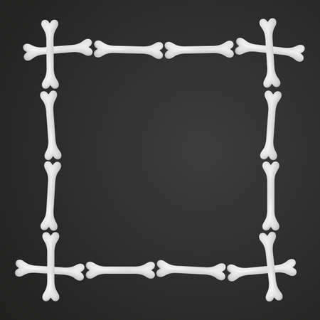 Cartoon bones frame on black background. Vector illustration.のイラスト素材