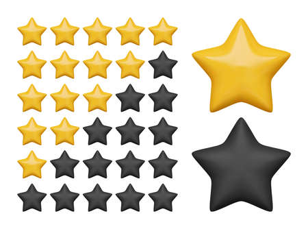 Glossy yellow and black five star rating. Vector rank grade design.のイラスト素材