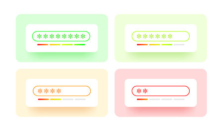 Strong and weak modern password form with shadow. Vector design elements set.のイラスト素材