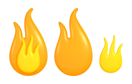 Vector 3d fire icon. Orange flame illustration.のイラスト素材