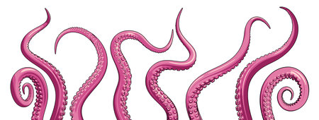 A vector set of pink octopus tentacles. Underwater monster graphic.のイラスト素材