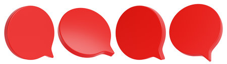 Empty speech bubble signs set. Blank red dialog clouds. 3D rendering.の写真素材