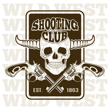 Wild west shooting club, carved retro emblemのイラスト素材