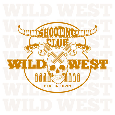 Wild west shooting club, carved retro emblem.のイラスト素材