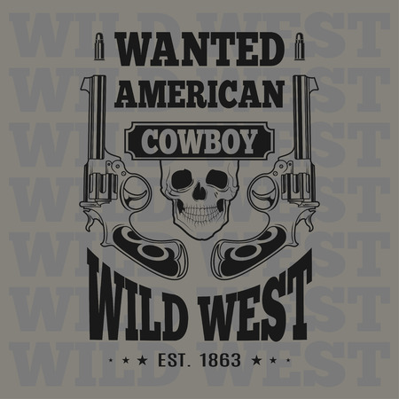 Wild west shooting, carved retro emblemのイラスト素材