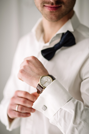 A man's hand with a watch. wrist watch, classicの写真素材