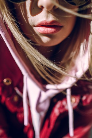 Portrait Of Beautiful Sexy Young Female With Perfect Facial Makeup, Soft Fresh Healthy Skin And Thick Long Black Eyelashes.の写真素材