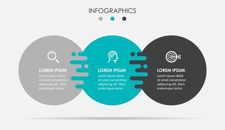 Vector Infographic label design template with 3 options or steps. Can be used for process diagram, presentations, workflow layout, banner, flow chart, info graph.のイラスト素材