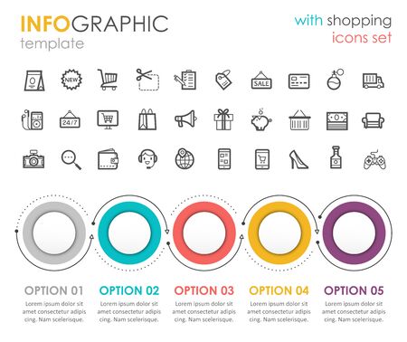 Vector Infographic label design template with icons and 5options or steps. Can be used for process diagram, presentations, workflow layout, banner, flow chart, info graph.のイラスト素材