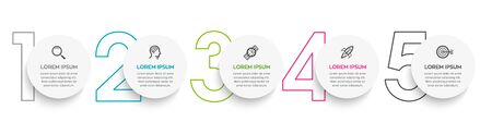 Vector Infographic label design template with 5 options or steps. Can be used for process diagram, presentations, workflow layout, banner, flow chart, info graph.のイラスト素材