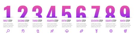 Vector Infographic label design with icons and 9 options or steps. Infographics for business concept. Can be used for presentations banner, workflow layout, process diagram, flow chart, info graphのイラスト素材