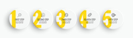 Vector Infographic label design with icons and 5 options or steps. Infographics for business concept. Can be used for presentations banner, workflow layout, process diagram, flow chart, info graphのイラスト素材