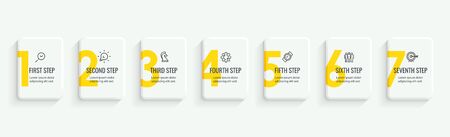 Vector Infographic label design with icons and 7 options or steps. Infographics for business concept. Can be used for presentations banner, workflow layout, process diagram, flow chart, info graphのイラスト素材