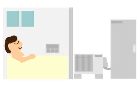 Eco cute and people taking a bathのイラスト素材