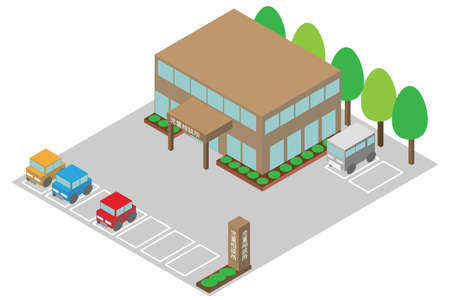 Isometric child support center buildingのイラスト素材