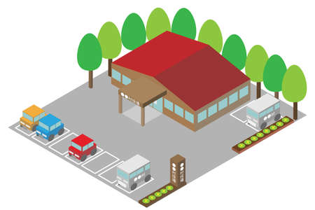 Isometric village hall buildingのイラスト素材