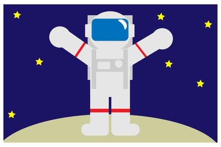 a person who landed on the moonのイラスト素材