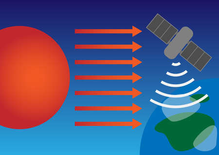 Image of installing solar panels in space to acquire energyのイラスト素材